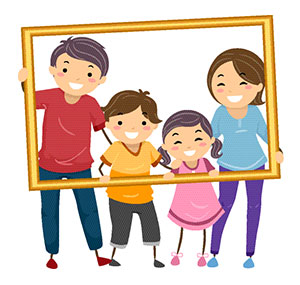 family holding a frame